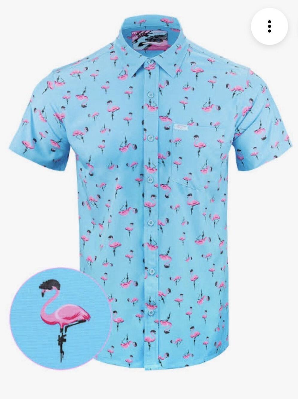 Retro Rifle Tactimingo Shirt Mens L Blue Flamingo Tactical Button Down SS $84